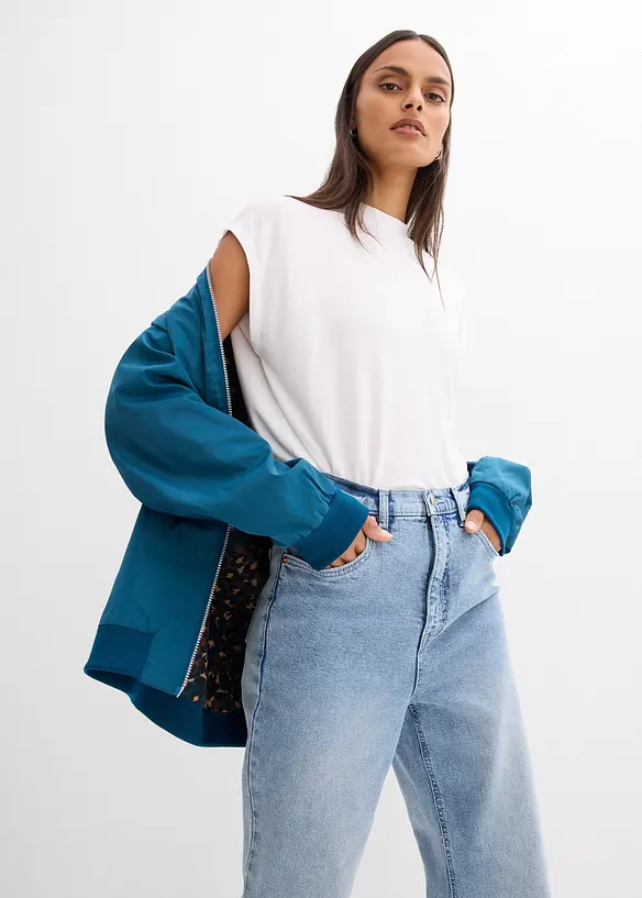 Weite Pilotenjacke mit Leofutter, bonprix