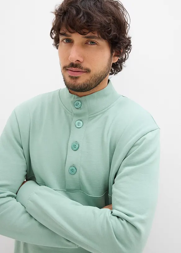 Sweatshirt mit Knopfleiste aus reiner Bio-Baumwolle, bonprix