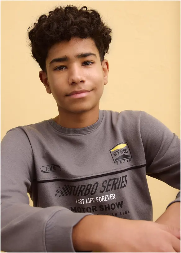 Sweat-shirt doux en coton m&eacute;lang&eacute;, bonprix