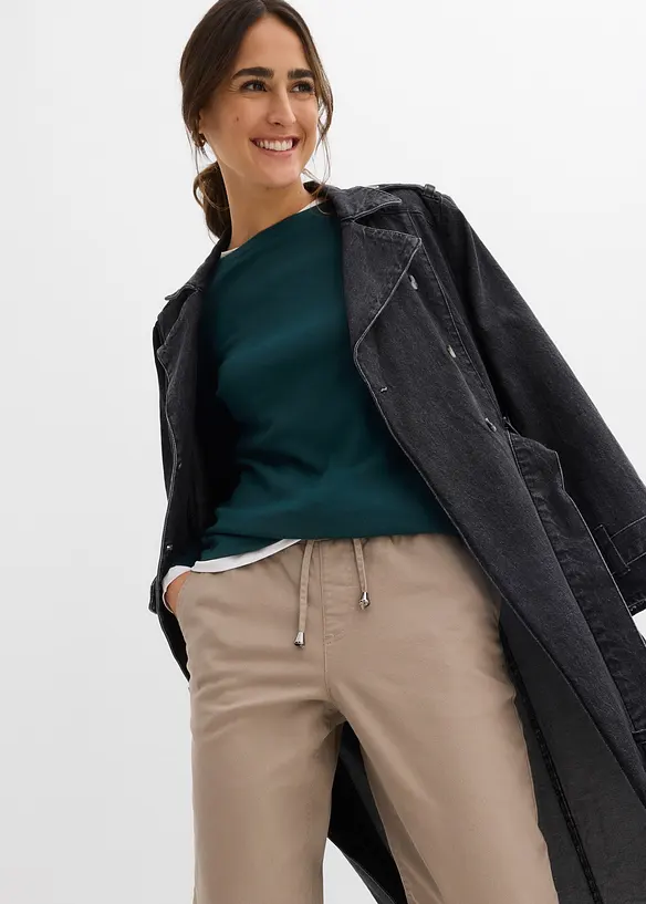 Barrel Twillhose, Mid Waist, Bequembund, bonprix