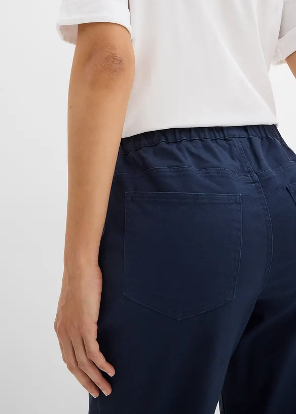 Pantalon barrel en twill, taille mi-haute &eacute;lastiqu&eacute;e, bonprix