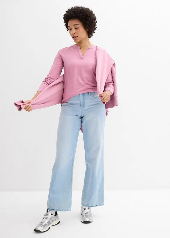 H&uuml;ftlanges Henleyshirt, bonprix