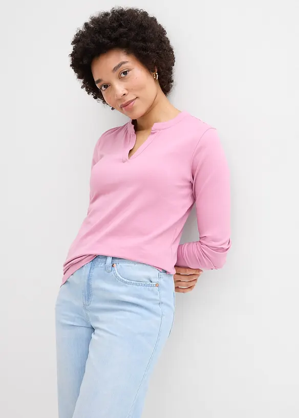 H&uuml;ftlanges Henleyshirt, bonprix