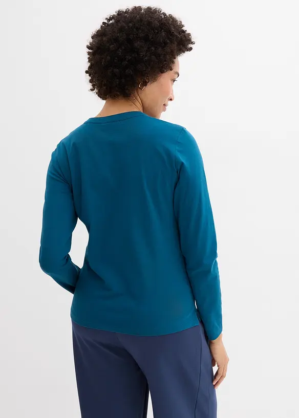 T-shirt long &agrave; col tunisien, bonprix