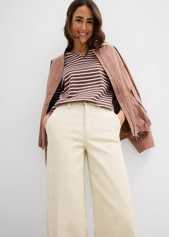 Pantalon en twill taille haute, bonprix