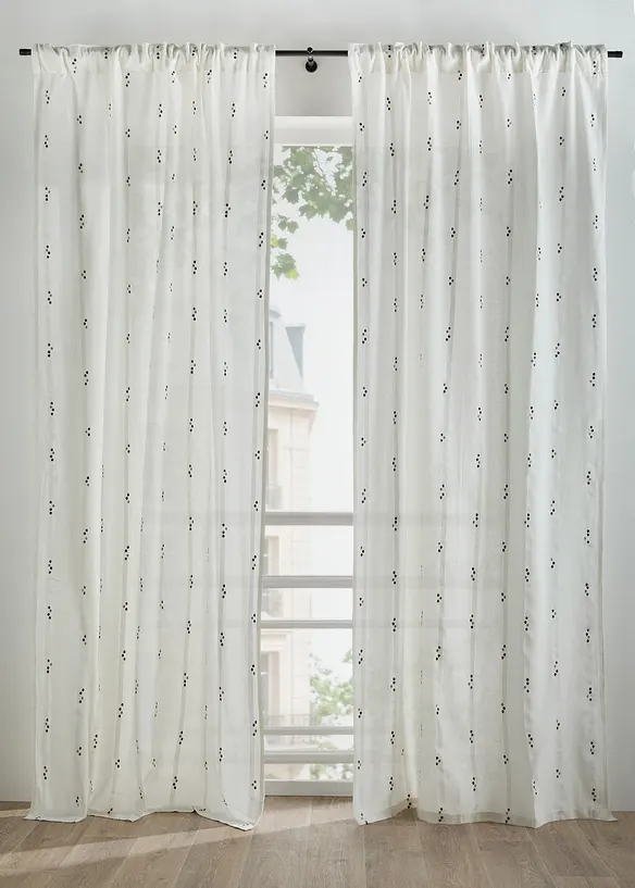 Rideau en coton &agrave; pois (1&nbsp;pce), bonprix