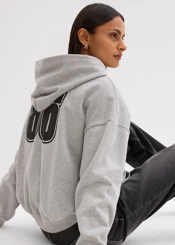 Weite Kapuzen-Sweatjacke aus reiner Bio-Baumwolle, bonprix
