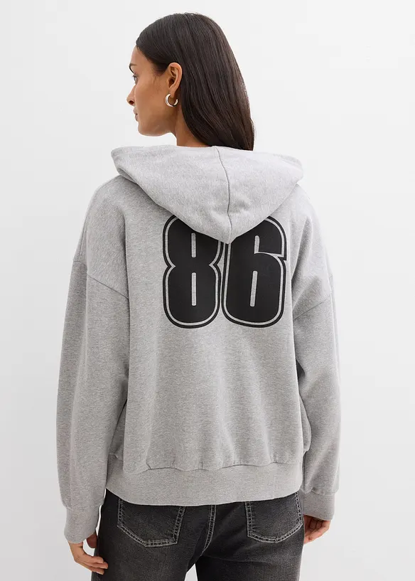 Weite Kapuzen-Sweatjacke aus reiner Bio-Baumwolle, bonprix