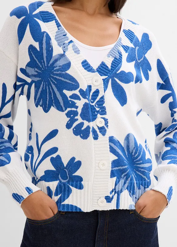 Gilet en maille &agrave; imprim&eacute; floral, bonprix