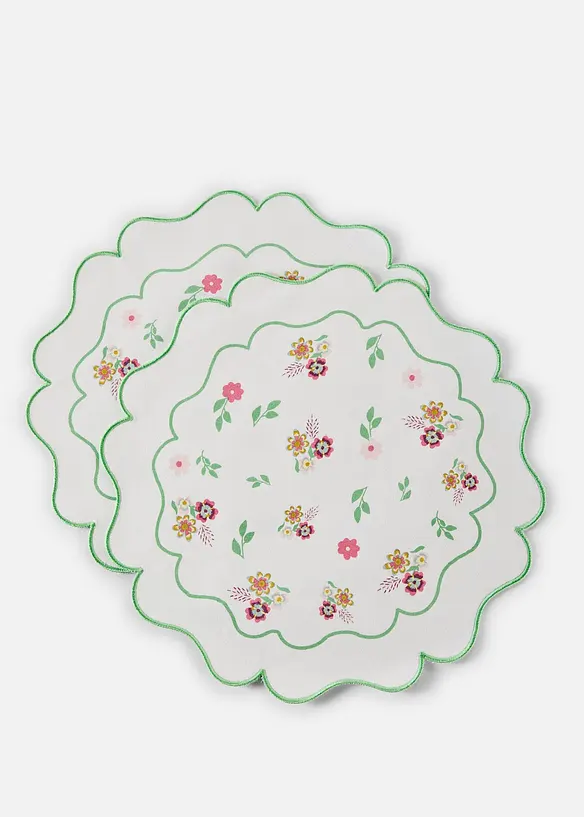 Tischset rund mit Stickerei (2er Pack), bonprix