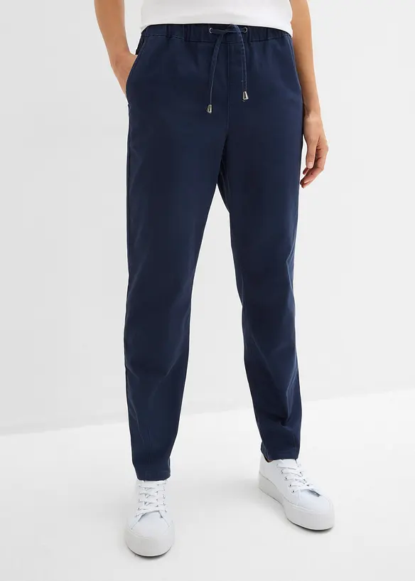 Pantalon barrel en twill, taille mi-haute &eacute;lastiqu&eacute;e, bonprix