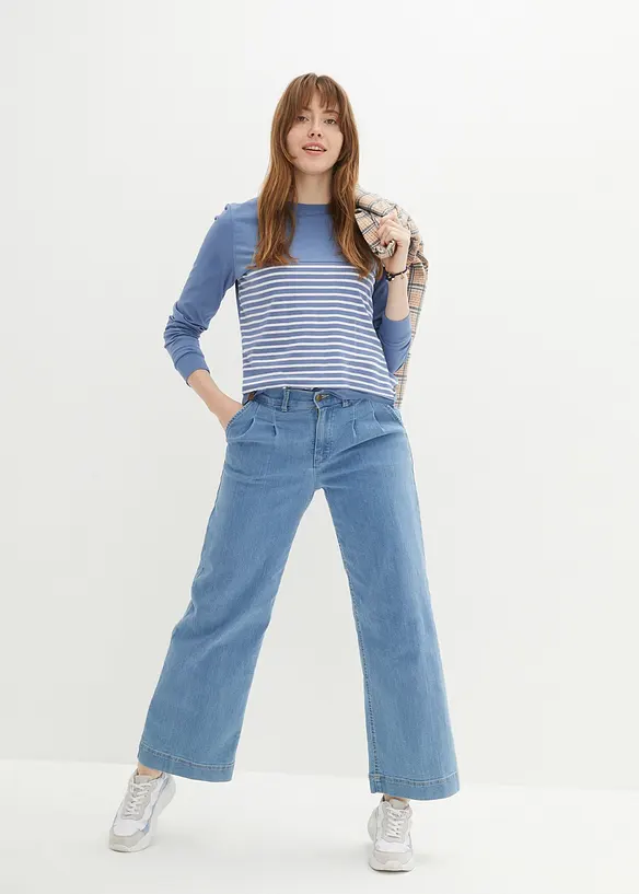 T-shirt manches longues &agrave; rayures en coton, bonprix