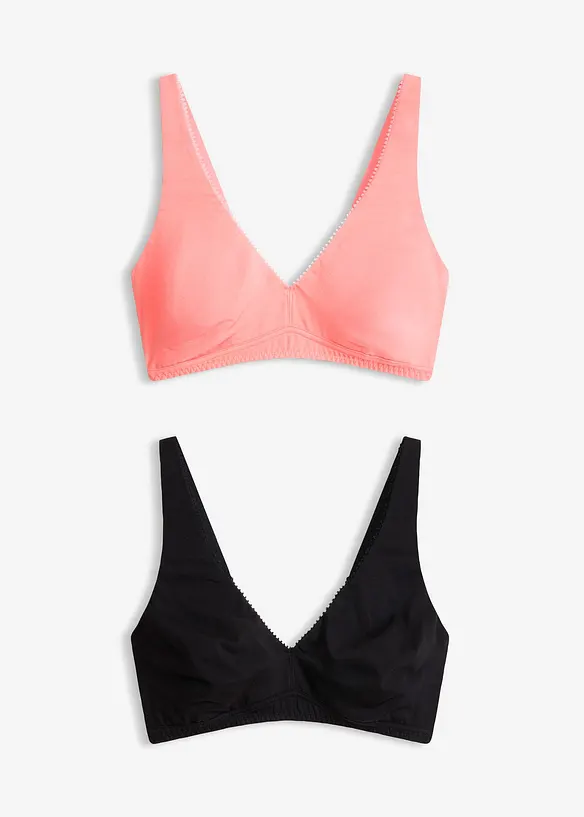 Bralette ohne B&uuml;gel mit ​Baumwolle (2er Pack), bonprix