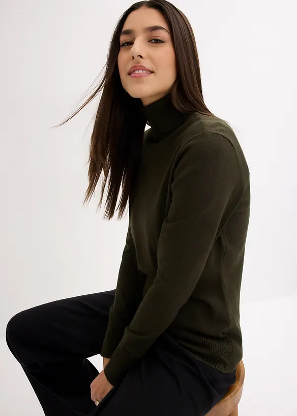 Pull col roul&eacute; basique, bonprix