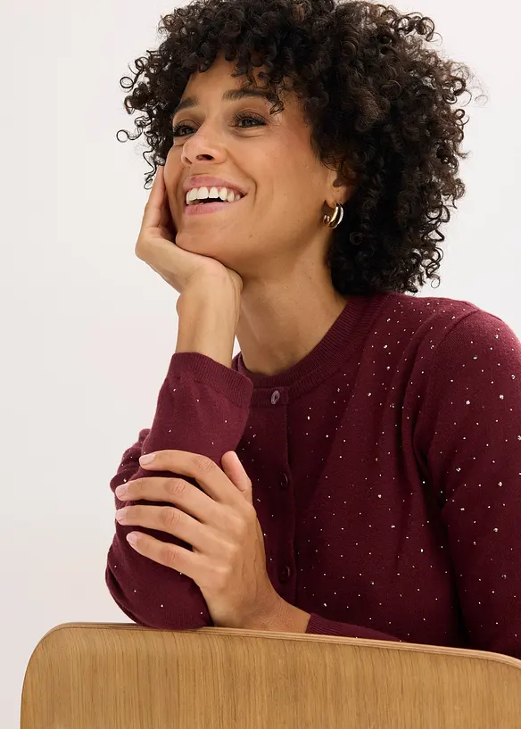 Strickjacke mit Glitzersteinchen, bonprix