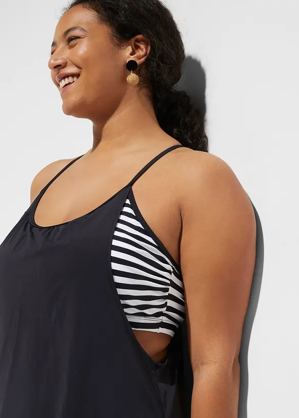 Tankini long (ens. 2 pces) effet superpos&eacute;, bonprix