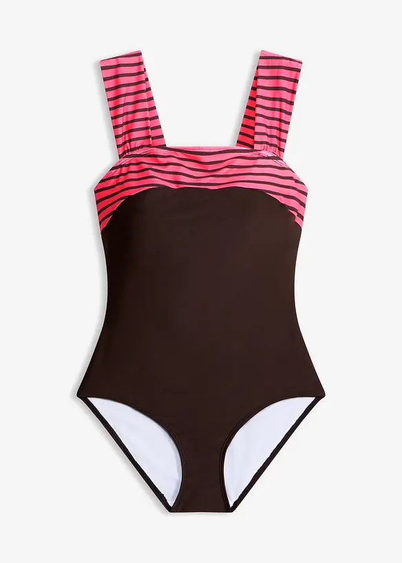 Maillot 1 pi&egrave;ce sculptant &agrave; bretelles larges, maintien mod&eacute;r&eacute;, bonprix