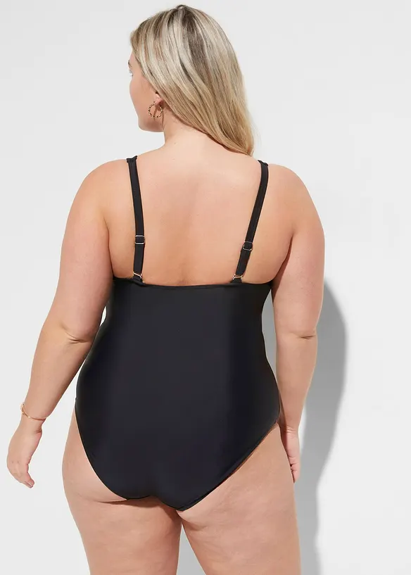 Maillot 1 pi&egrave;ce sculptant, maintien l&eacute;ger, encolure V, bonprix