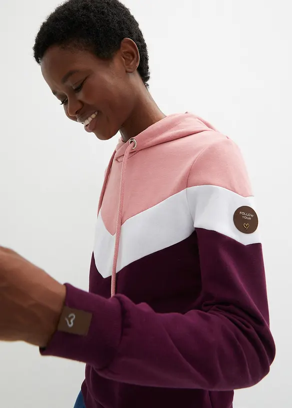 Sweat-shirt &agrave; capuche et grand col, bonprix