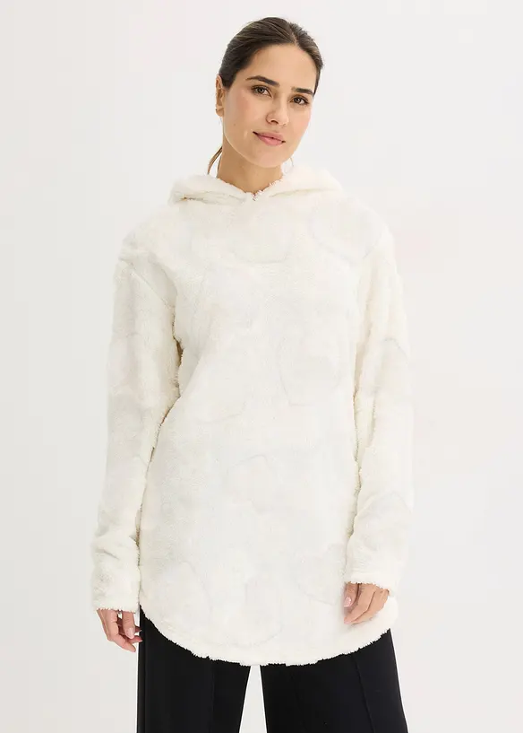 Pull long oversize &agrave; motif c&oelig;urs, bonprix