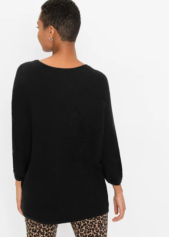 Oversize Ripp-Pullover aus Viskose-Mix, bonprix