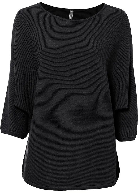 Oversize Ripp-Pullover aus Viskose-Mix, bonprix