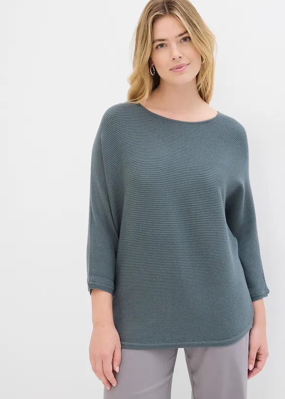 Oversize Ripp-Pullover aus Viskose-Mix, bonprix