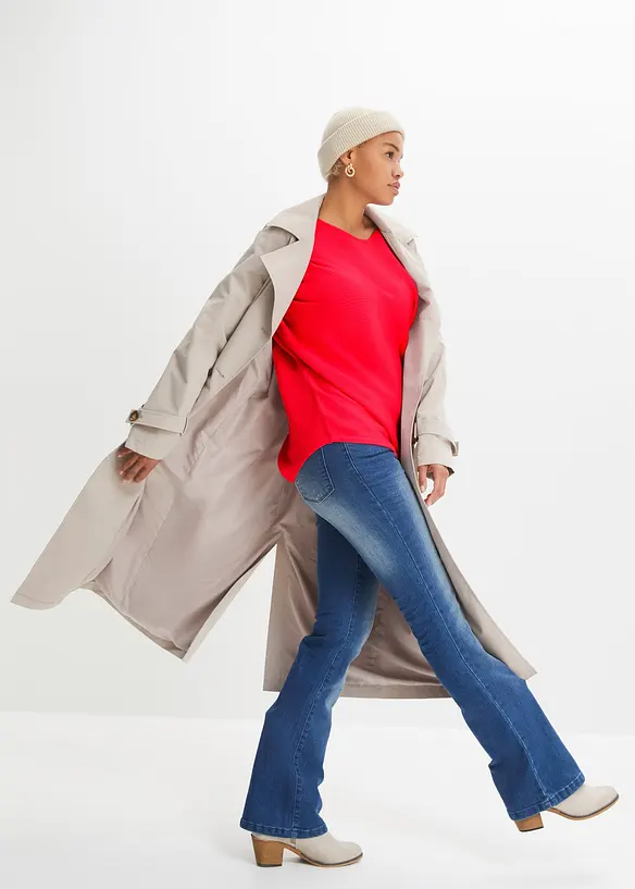 Oversize-Ripp-Pullover aus Viskose-Mix, bonprix