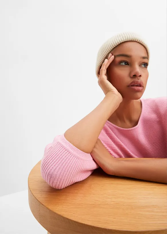 Oversize Ripp-Pullover aus Viskose-Mix, bonprix