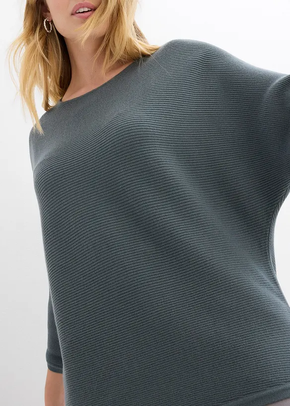 Oversize Ripp-Pullover aus Viskose-Mix, bonprix