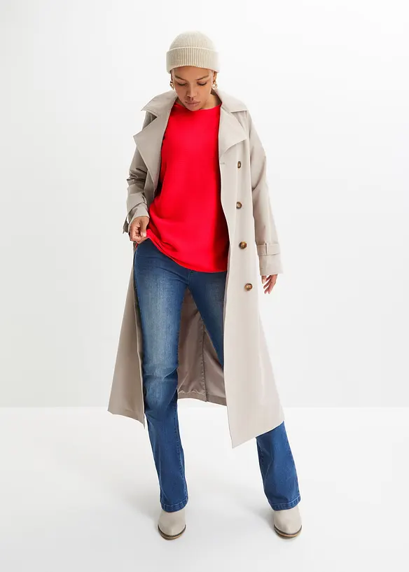 Oversize-Ripp-Pullover aus Viskose-Mix, bonprix