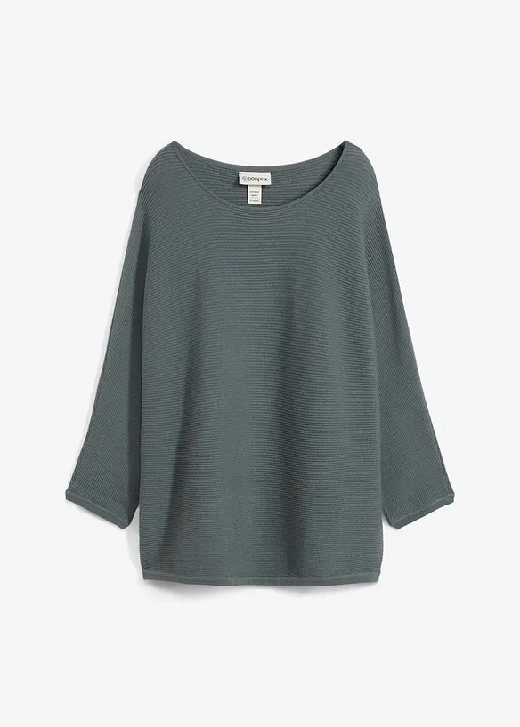 Oversize Ripp-Pullover aus Viskose-Mix, bonprix