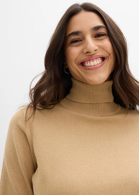 Pull col roul&eacute; basique, bonprix