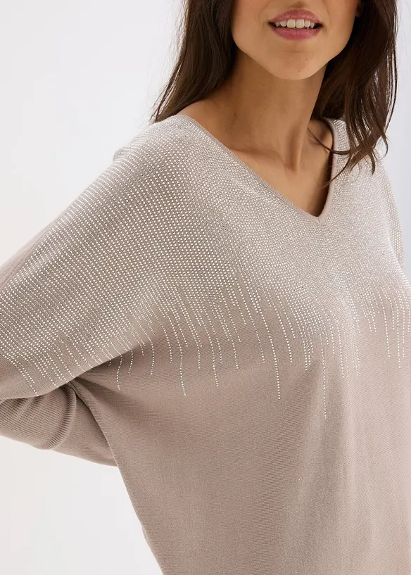 Feinstrickpullover mit Strass-Applikation, bonprix
