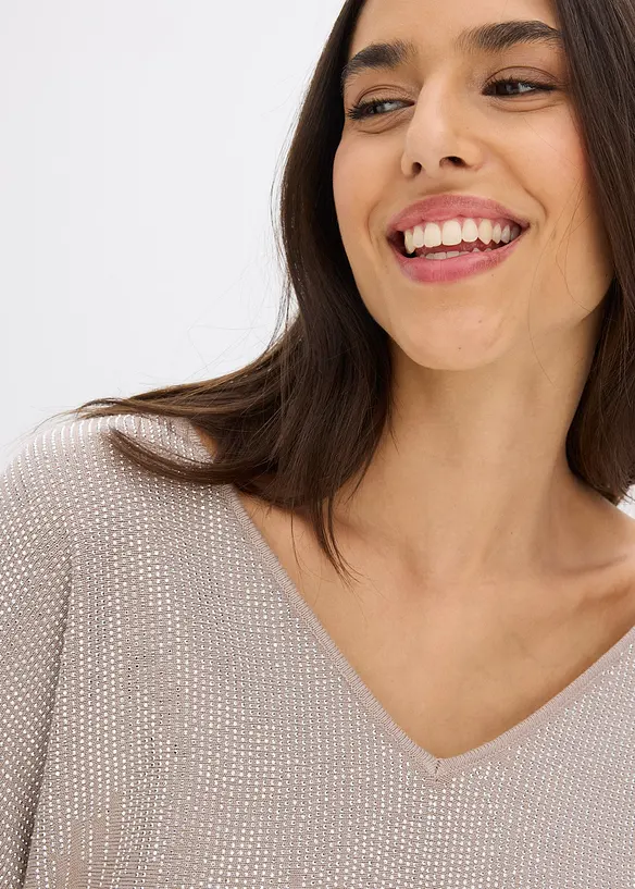 Feinstrickpullover mit Strass-Applikation, bonprix
