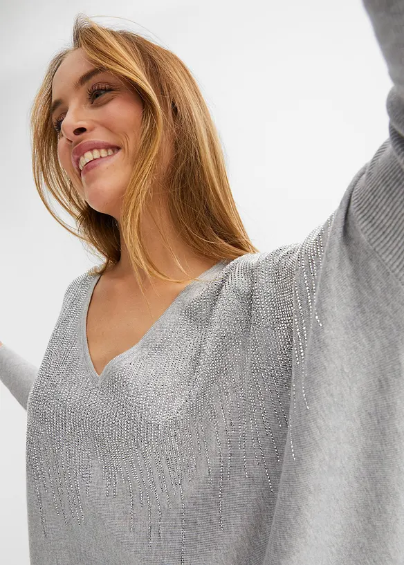 Feinstrickpullover mit Strass-Applikation, bonprix