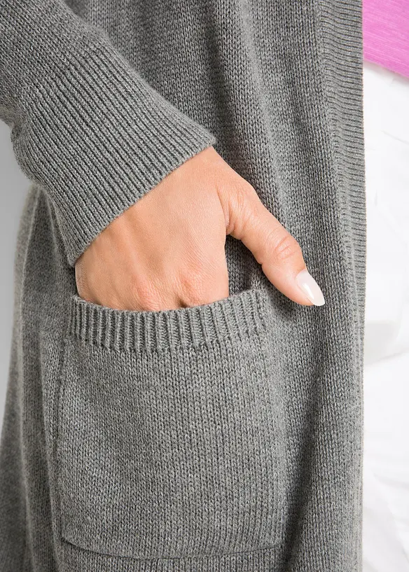 Gilet long en maille, manches longues, bonprix