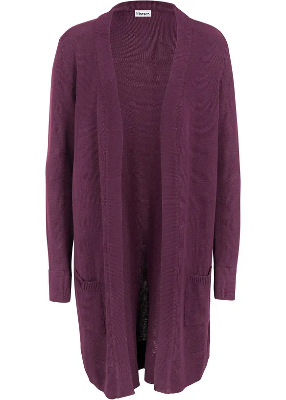 Gilet long en maille, manches longues, bonprix