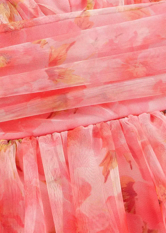 Robe midi en tulle fin &agrave; volants, bonprix