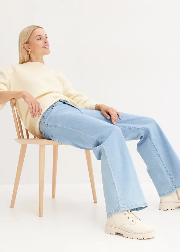 Wide-Leg-Jeans, Mid Waist, Stretch, bonprix