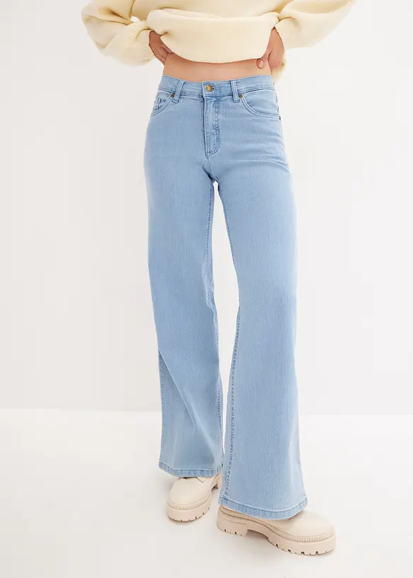 Wide-Leg-Jeans, Mid Waist, Stretch, bonprix