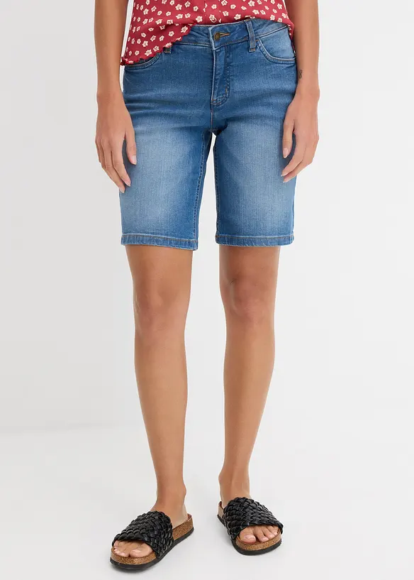 Bermuda en jean stretch avec revers color&eacute;, bonprix