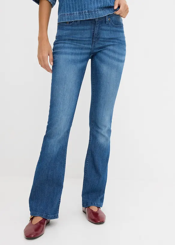 Jean bootcut taille mi-haute, extensible, bonprix