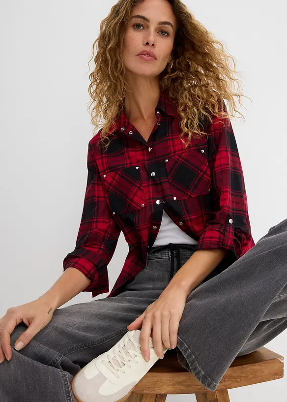 Chemisier &agrave; carreaux 100% coton, bonprix