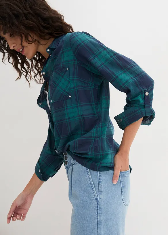 Chemisier &agrave; carreaux 100% coton, bonprix