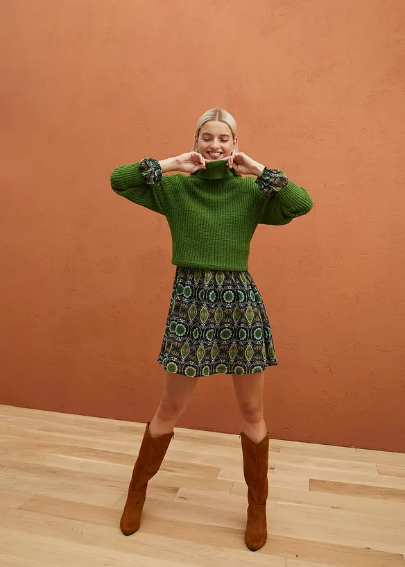 Pull en maille &agrave; col roul&eacute;, bonprix