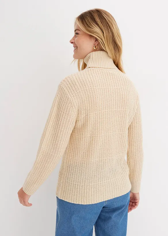 Pull en maille &agrave; col roul&eacute;, bonprix