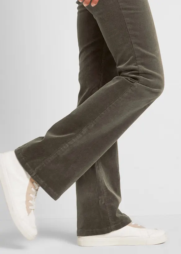 Pantalon bootcut en velours c&ocirc;tel&eacute; extensible, bonprix