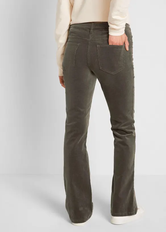 Pantalon bootcut en velours c&ocirc;tel&eacute; extensible, bonprix