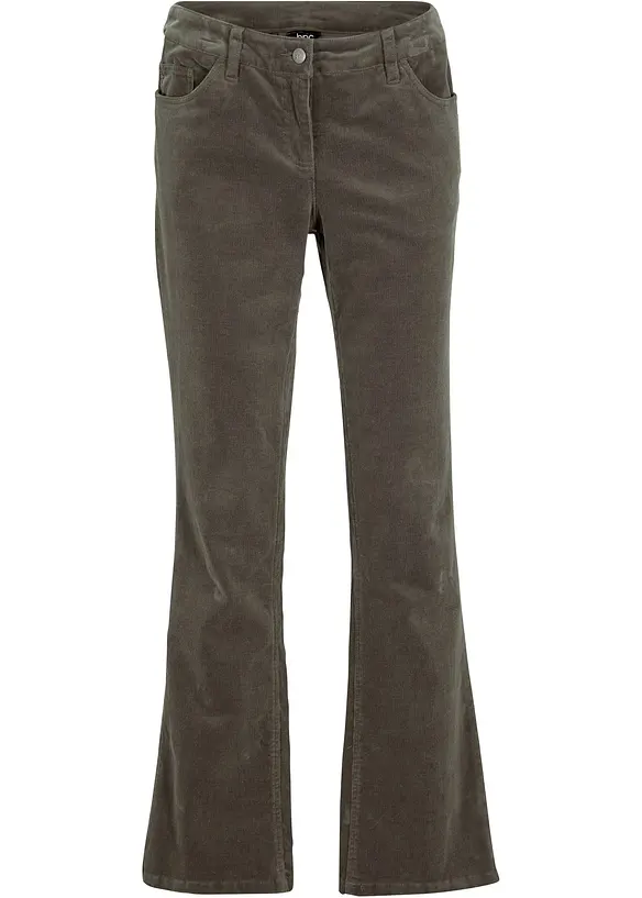 Pantalon bootcut en velours c&ocirc;tel&eacute; extensible, bonprix